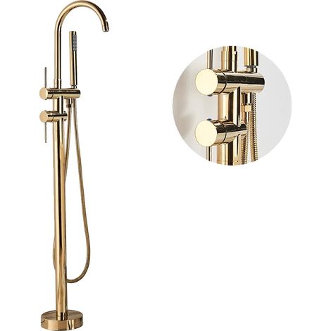 Robinet de baignoire, bec pivotant, commande à une seule poignée, Or poli (1/2)