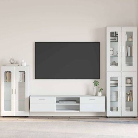 Sideboard mit Regal FLORIN Hochglanz Weiß 55,5 x 29 x 100 cm