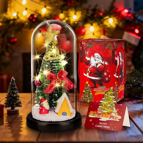 Décoration de Noël, décoration de table d'intérieur, décoration de Noël à LED, sapin de Noël éternel en verre, décorations de Noël, décorations de Noël d'hiver, décorations de Noël (1/5)