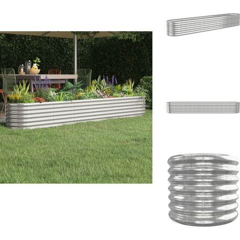 Lit surélevé de jardin Acier enduit de poudre Argenté - Jardinière Surélevée - Bac À Fleurs - Pot De Fleurs Extérieur - Décoration Jardin - Balcon (1/5)