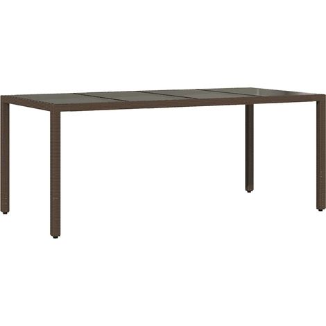 Maison Exclusive - Tavolo Giardino Piano in Vetro Marrone 190x90x75 cm Polyrattan