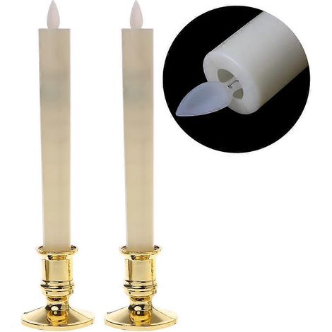 Stück flammenlose LED-Kerzen mit flackernder Flamme, abnehmbarem goldenen Sockel, elektrische Dekorationsleuchten
