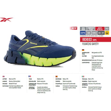 Scarpe Antinfortunistiche Reebok Floatzing IB3032 S1PS Blue/Lime 47 (1/3)