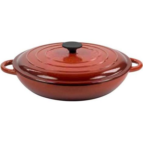 Sartén de hierro fundido de 2 litros con tapa, tapa Normandie, de 31 cm, asa