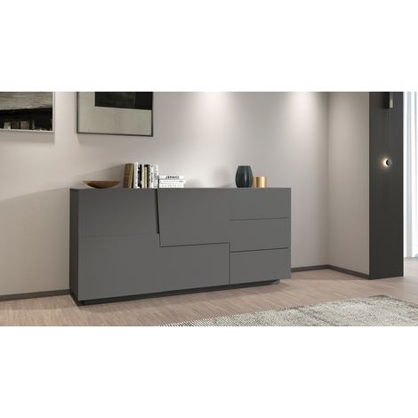 Buffet/bahut moderne 180 cm anthracite mat Pedro (1/4)