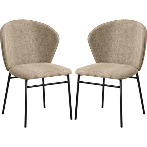 Lot de 2 chaises dossier enveloppant acier noir tissu aspect lin (1/5)