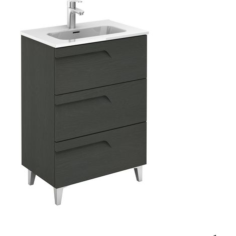 ROYO VITALE Conjunto Mueble de Baño Completo Fondo Reducido 3 Cajones Gris Nature - Medida: 80 cms - ref: C0072371 (1/2)
