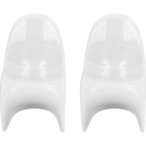 Lot de 2 chaises miniatures 1/6 échelle, style décontracté mignon, en plastique blanc 14x9x8cm, accessoires DIY pour maison de poupée et décoration. (1/5)