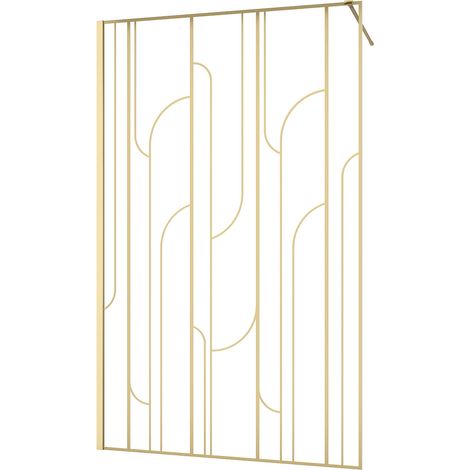 Marwell Walk In Dusche Nouveau 120x195 cm - Duschwand aus 5mm Einscheibensicherheitsglas - Duschabtrennung mit goldenen Siebdruck und hochwertigen Aluminiumwandprofil (1/4)