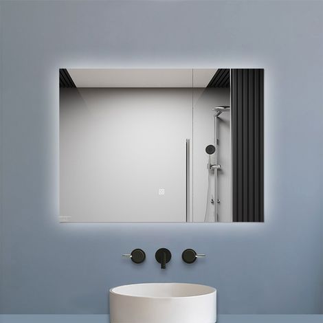 AICA Bathroom 800x600MM LED Mirror with Dimmable Backlit Illuminated, Memory function and Touch control Wall Mounted IP44 Vanity Mirror