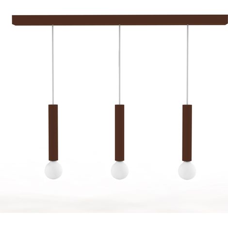 LUMICOM  PURO Sospensione Binario, 3X E27, max 42W, metallo, marrone corten, D.4cm H.40cm