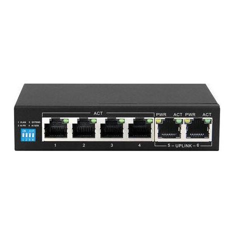 Switch PoE Extralink Krios, 4x Gigabit Poe/poe+, 2x Rj45 Uplink Gigabit, 60W (1/3)