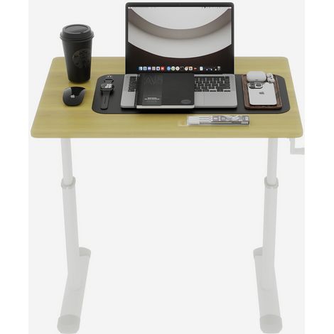 CHICFURN Scrivania regolabile sit-stand 100x60 cm in legno e metallo naturale, a manovella (1/5)