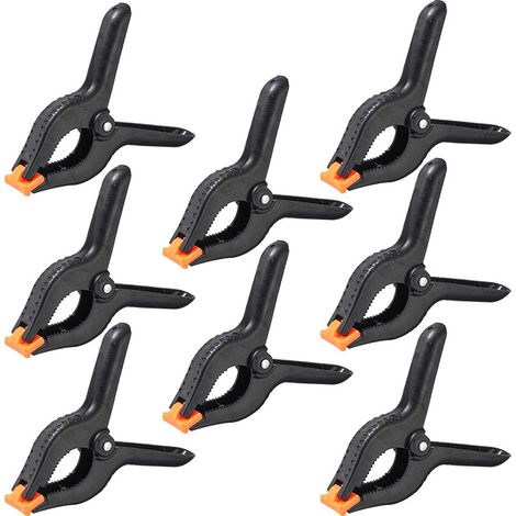 BEBUSINGOTO 8 piezas abrazaderas de resorte de 2 pulgadas, de plástico y de nailon, para carpintería y estudio de fotografía (negras) (1/5)