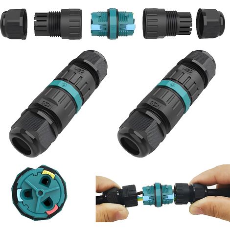 (2pcs) Connecteur de câble extérieur de boîte de jonction étanche, Connexion de câble extérieur de Manchon étanche IP68 pour Un A.W.G: 20-13, pour câbles d'amarrage 2 broches / 3 broches (1/5)