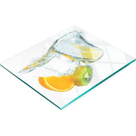 Vassoio decorativo in vetro con motivo agrumi e kiwi, 60x52 cm. (1/5)