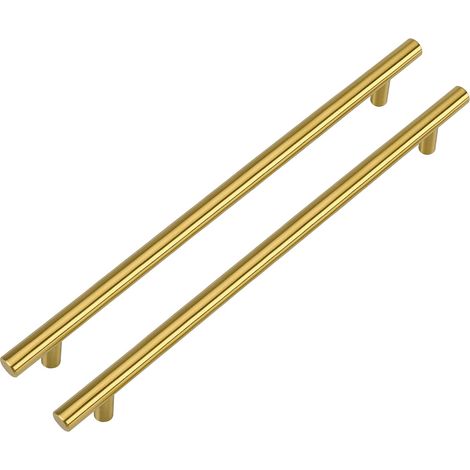 Lot de 10 Poignee Meuble Doré Poignée de Meuble Cuisine Dorée Poignée de Meuble Dorée en Acier Inoxydable Entraxe 192mm (1/5)