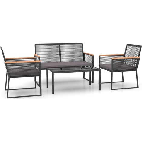 Maison Exclusive - Set Mobili da Giardino 4 pz con Cuscini Nero in Acciaio (1/5)