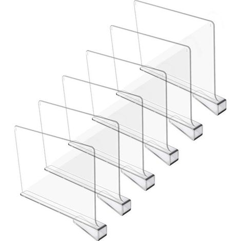 Separador de acrílico transparente - Multifuncional - 30 x 20 cm - Separador de ropa - Ideal para dormitorios y cocinas - Juego de 6 piezas (1/5)