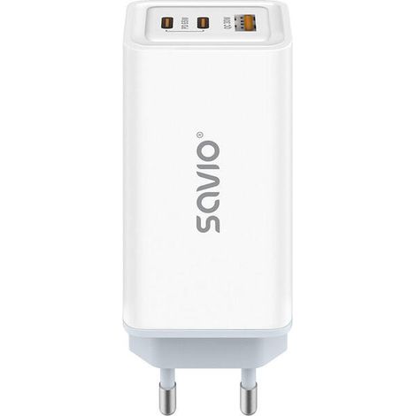 SAVIO LA-07 Cargador de red GaN 65W, USB, QC4.0+, PD 3.0, Blanco (1/4)