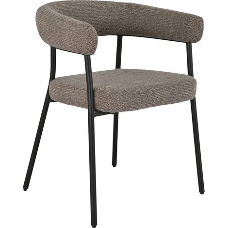 Set 2 sedie da pranzo Trivio in tessuto marrone con gambe in acciaio grigio (1/5)