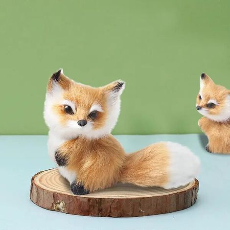 Figurine décorative en peluche, renard en fausse fourrure, multicolore, 8 cm, 1 pc. (1/4)