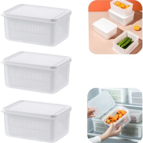 Boîtes de conservation pour réfrigérateur lot de 3 - 13,5 x 9 cm avec panier d'égouttage (1/5)