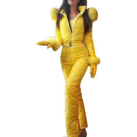 Damen Winter Warmer Schneeanzug Outdoor Sporthose Skianzug Wasserdichter Overall (Gelb 2XL) (1/5)