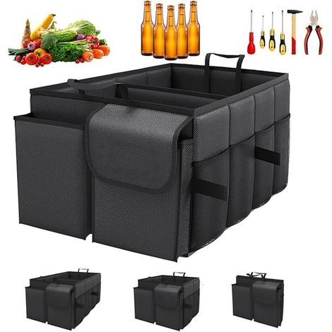 Almacenamiento para maletero de coche: Organizador de maletero plegable – Organizador de coche con múltiples compartimentos para SUV y camionetas (1/2)