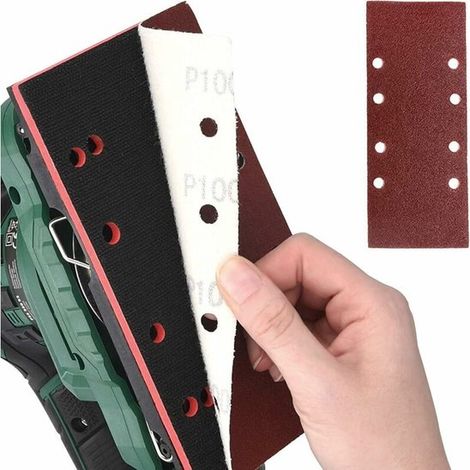 40 Stück rechteckiges Schleifpapier Körnung 60 80 120 240 Schleifpapier für Exzenterschleifer Für Holz und Metall 93 x 185 mm selbstklebend (1/3)