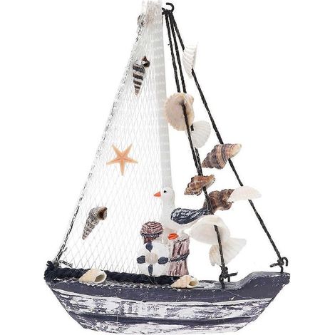 Modello di barca a vela in conchiglia, miniatura di barca a vela antica in legno, stile mediterraneo, ornamento, decorazione per la casa, regalo artigianale, boa di conchiglia (1/5)