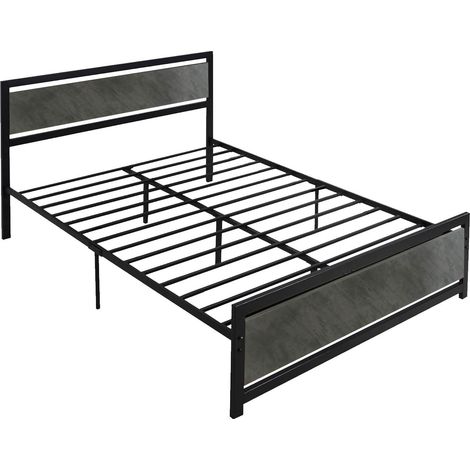 Etna - Struktur Doppelbett aus Holz und Metall, 162x195 cm betonfarben