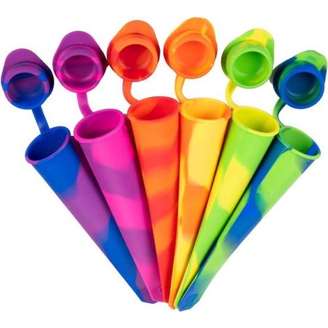 Moldes de silicona para hielo，6 piezas，moldes reutilizables para paletas con tapa，juego de moldes para paletas de hielo (1/5)