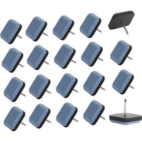 Lot de 25 clous carrés en téflon pour pieds de meubles - adaptés aux chaises et fauteuils - 25 x 25 mm (1/5)