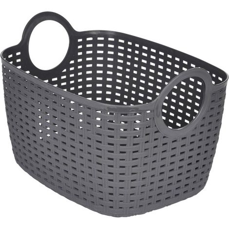 Panier à Linge Arrondi "Tressé" 12L Gris