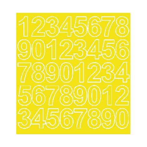 Numeri adesivi autoadesivi da 3,5 cm, colore giallo lucido.