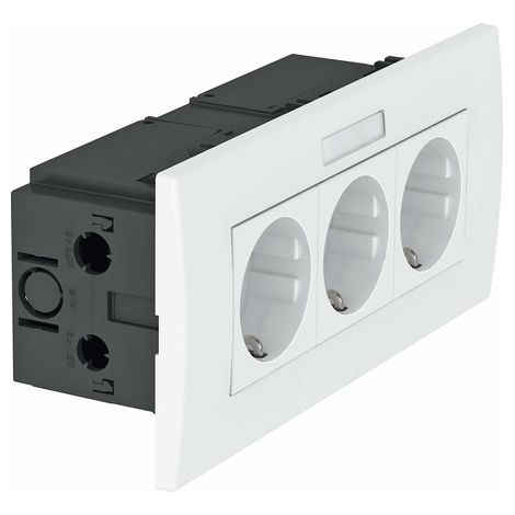 OBO Bettermann Unità presa Modul 45, 3 posti 84x185x59mm policarbonato bianco puro RAL 9010, 6119433