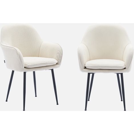 Set 2 poltrone in velluto a coste con gambe in metallo