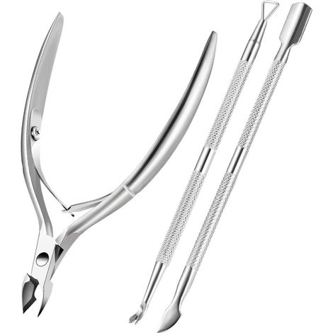 Coupe cuticules avec repousse outil de manucure pour retirer les peaux mortes argenté (1/5)