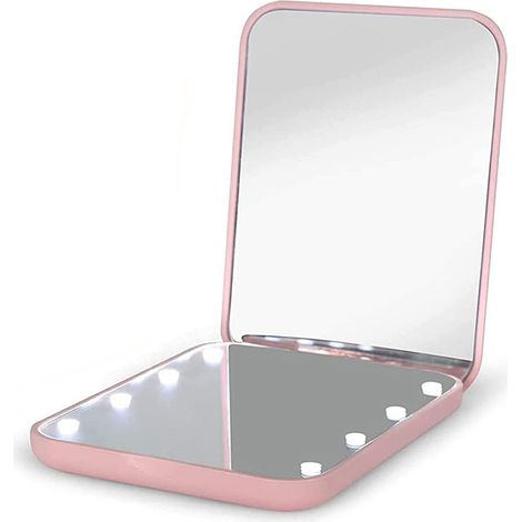 Pocket mirror, magnifying LED compact travel makeup mirror for purse, portable, folding, handheld (1/5)