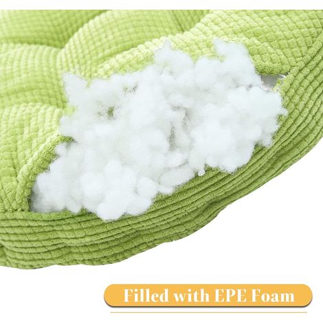 Kissen – Stuhlkissen – Sitzkissen – Bürostuhlkissen – Esszimmer-Sitzkissen – Weich gesteppt – Cordkissen – Polyester – Grün – 45 x 45 cm – Für Stuhl, Rollstuhl & Auto (1/5)