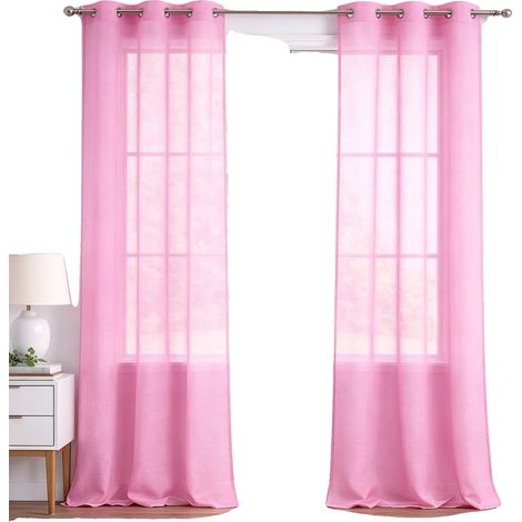 Translucente Polyester Vorhänge, Minimalistisches Design, Rostfreie Ösen, Rosa (1/2)