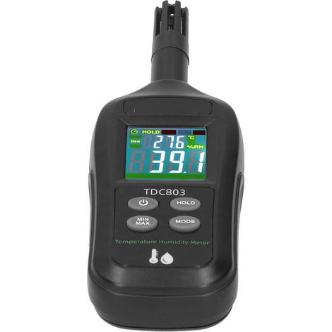 Digitales Thermometer-Hygrometer TDC803 mit 4-stelliger Farb-LCD-Anzeige, misst Temperatur und Luftfeuchtigkeit (1/5)