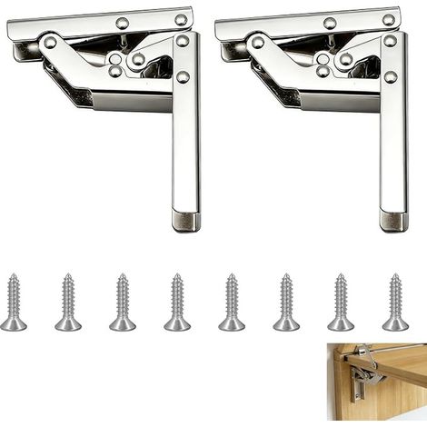 Charnières Pliables, Charnières Étagère Pliables 90/180 Degrés Acier Repliables pour Table Murale Console, Porte Placard, Meuble de Cuisine, Bibliothèque, Support de Table Gain de Place