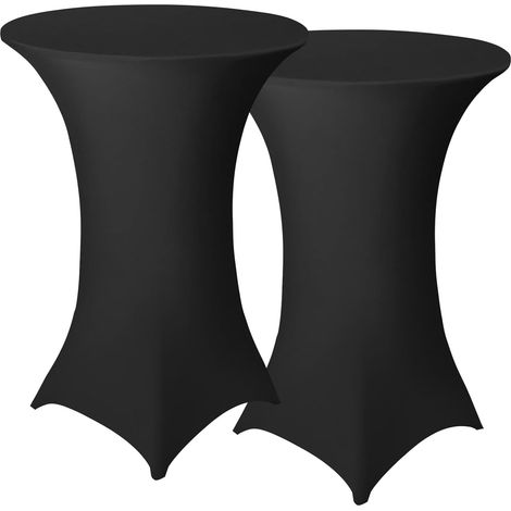 Lot de 2 Housses de table, Tissu élasthanne, Coins carrés, Diamètre 80-85 cm, Pour mariage, Fête (1/5)