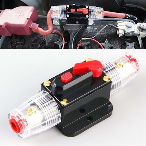 Fusible Voiture Disjoncteur, Auto Disjoncteur Protection de Voiture 12V - 24V DC, Interrupteur de Réinitialisation Manuelle (80A) (1/5)
