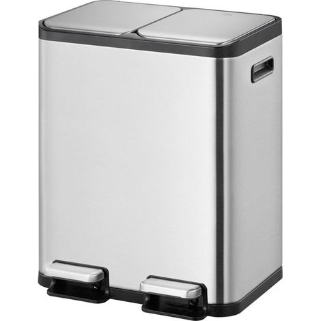 EKO - Poubelle à pédale tri sélectif EcoCasa 1 30+30 litres - Stainless steel   - inox mat