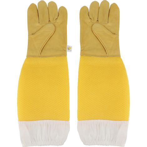 Yctze d'apiculture en Peau de Mouton + d'apiculture en Maille Manchons de Protection en Peau de Mouton Respirants équipement d'apiculteur d'apiculture Jaune (1/5)