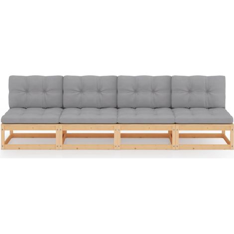Maison Exclusive - Divano da Giardino a 4 Posti con Cuscini Legno Massello di Pino (1/5)
