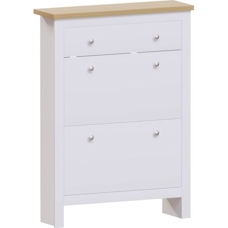 Arlington Shoe Cabinet 1 Drawer 2 Door Hallway Storage Cupboard Stand, White